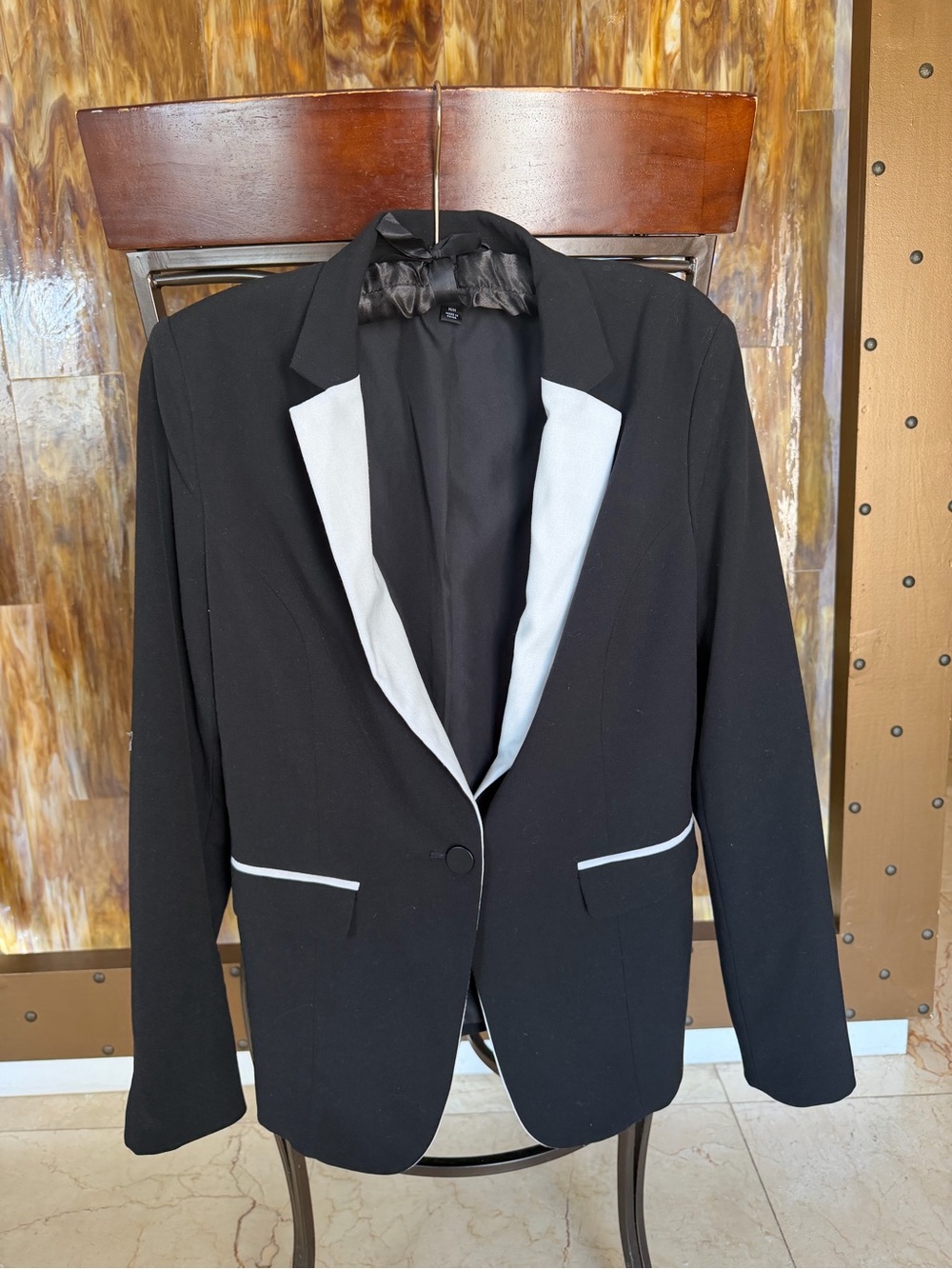 Classic Black Blazer with White Trim - Women’s Suit Jacket’s